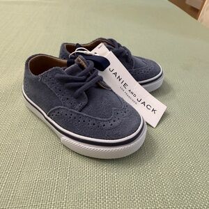 NWT Janie and Jack Steel Blue Oxford Suede Shoes Size 4